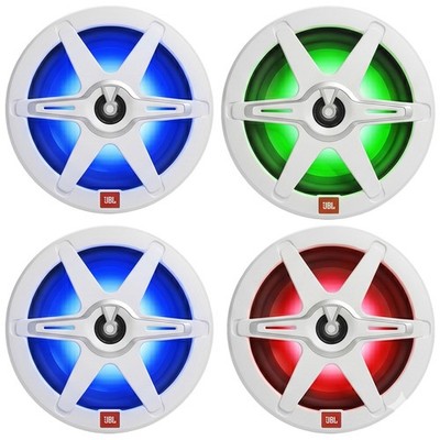 4x JBL Club 82 8'' 450W Max Marine RGB LED Speakers with White and Gray Grilles