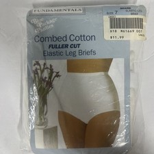 Vintage Granny Panties Sears 3 Pair White Briefs Fuller Cut Cuff-Leg Size 7
