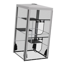 Multi Level Cat Condo Cat House Kitten Enclosure Steel Frame Mesh Playpen for