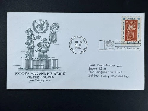 UN FDC 1967 Expo 67 Canada United Nations Justice Artmaster b216