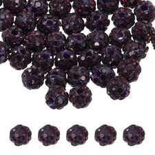50 Pcs 4mm Dark Purple Rhinestone Polymer Fancy Beads for DIY Jewelry Making