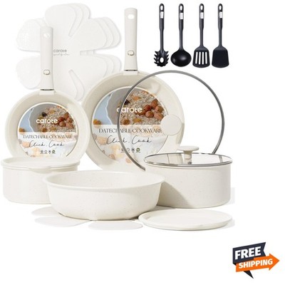 19pcs Pots and Pans Set, Nonstick Cookware Set Detachable Handle, Induction K...
