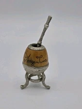 Vintage Argentina Yerba Mate Gourd Miniature Footed