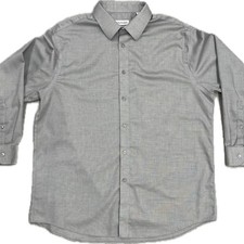 Calvin Klein Men  s Button Up Dress Shirt Regular Fit Stretch Gray Extra Large