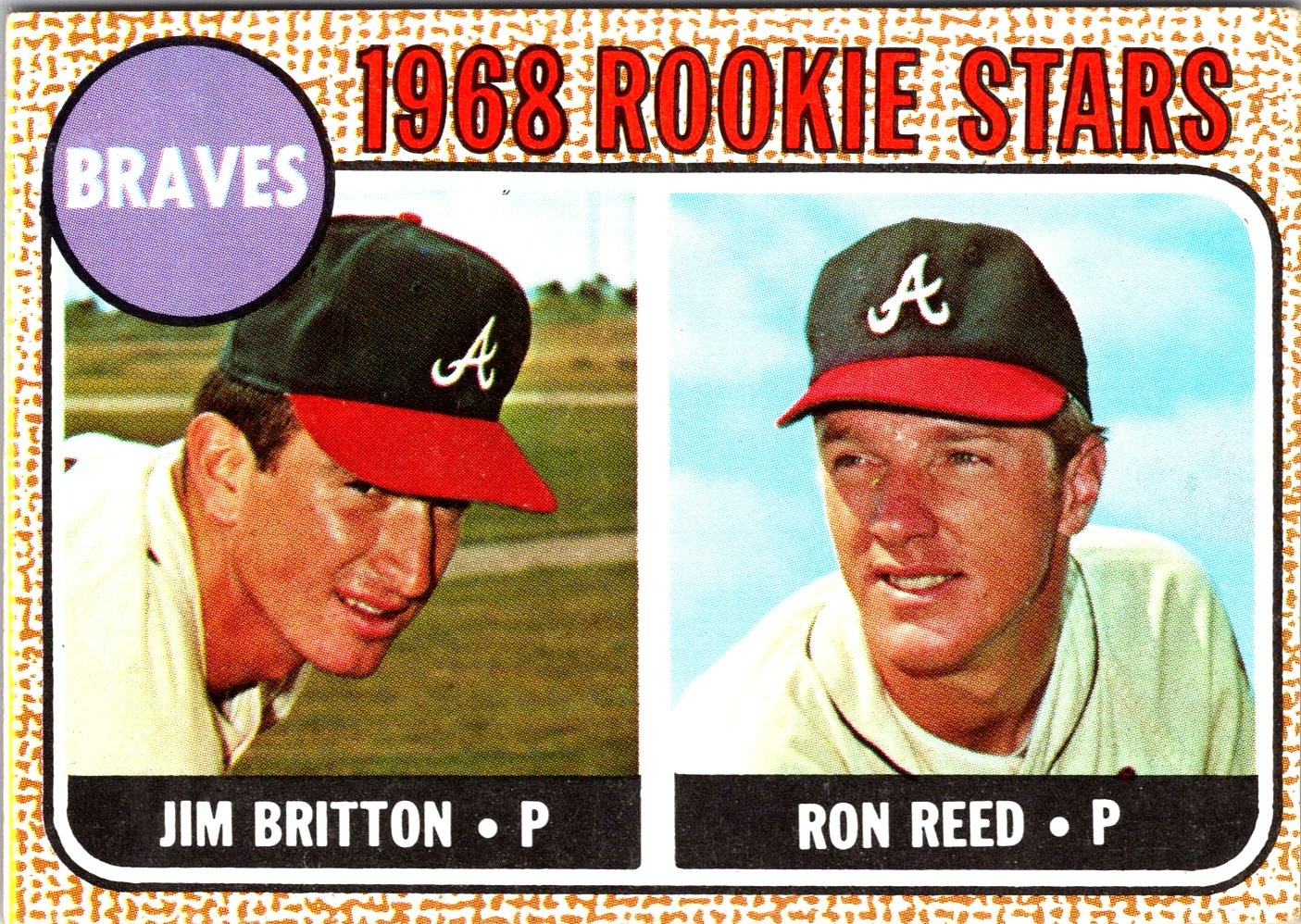 1968 Topps #76 Braves 1968 Rookie Stars (Jim Britton / Ron Reed)