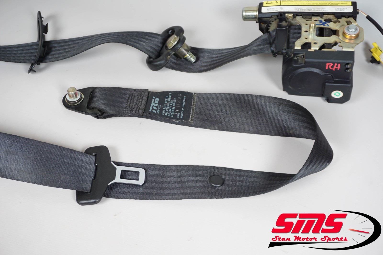 02-06 Maserati Spyder M138 4200 Right Seat Belt Black Passenger Side RH OEM