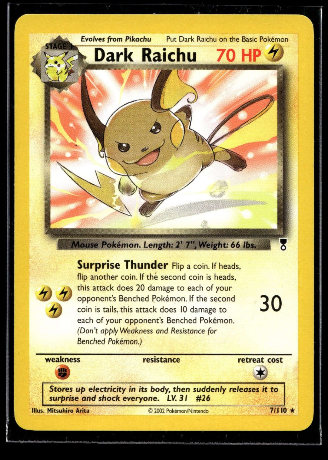 Dark Raichu - 7/110 (WotC Legendary Collection) Rare Deck Exclusives 007/110 LP