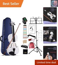 Aileen 4/4 Full Size White Violin Kit for Adults  Teens - Complete Starter Set
