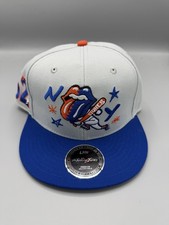 Rolling Stones NYC Fitted Hat Mr Stones Blue Orange Tongue Logo Lids Cap New