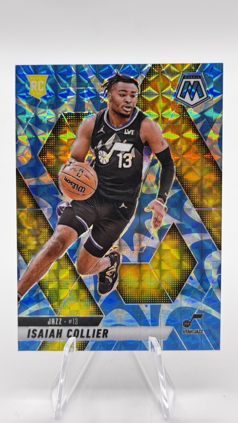 2024-25 Panini Mosaic - Rookies Isaiah Collier #222 Reactive Blue Mosaic (RC)