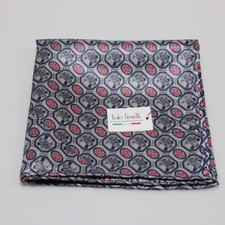 Italo Ferretti NWT 100 Silk Pocket Square In Gray / Blue / Red Geometric Print