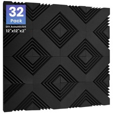 Focusound 32 Pack Black Acoustic Foam Panels 2" x 12" x 32