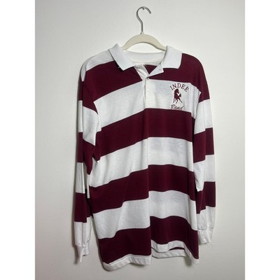 Hartwell Sports Indee Band Rugby Shirt Maroon White Striped Long Sleeve