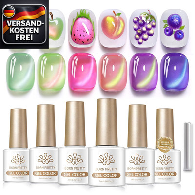 Cat Magnetic Eye UV Gel Set 6 Farben Rosa Grün Glitzer Magnet Soak-Off Nagellack