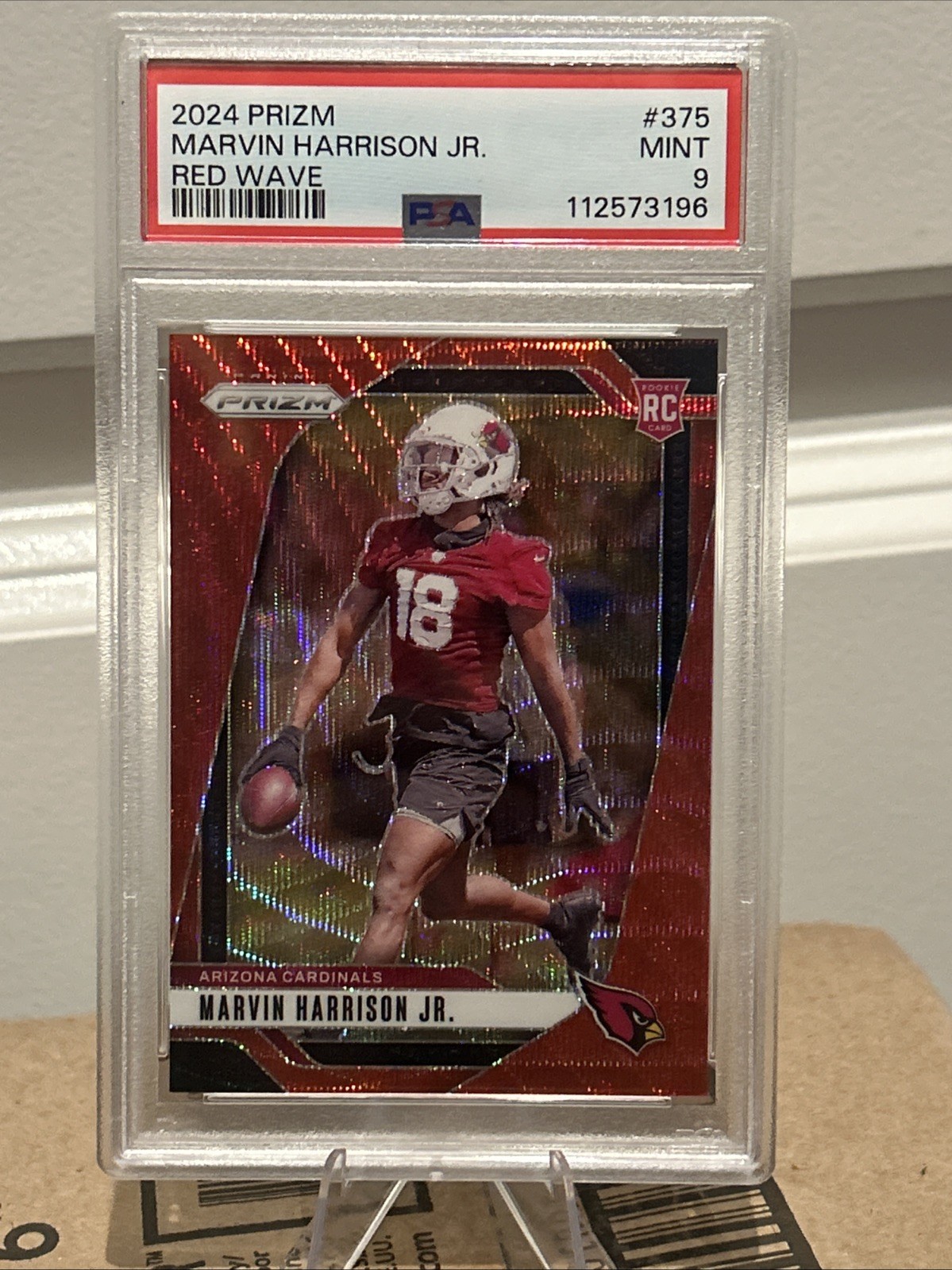 2024 Panini Prizm Marvin Harrison Jr. #375 Red Wave Rookie /149 (RC) PSA 9