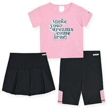 Hind Girls Size 5/6 Active Graphic T-Shirt, Bike Shorts,  Scooter Skirt 3-Pc