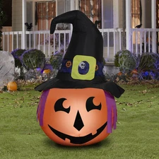 Way To Celebrate Witchy Jack-O-Lantern 3.5 Ft Halloween Airblown Inflatable