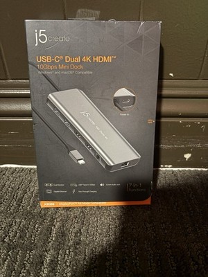 J5 Create USB-C Dual 4K HDMI 10Gbps Mini Dock JCD398 - New Sealed - 7-in-1