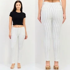 New Anthropologie Reiko Cigarette Fit Lizzy Fancy Pants White Striped 27