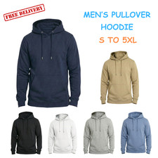 Men’s plain pullover hoodie soft fleece sweatshirt oversize hooded jumper Top