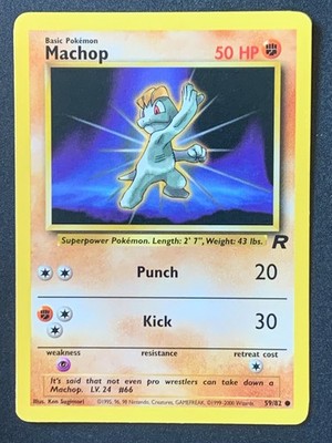 Machop 59/82 Team Rocket Common Pokemon Karte WOTC Vintage