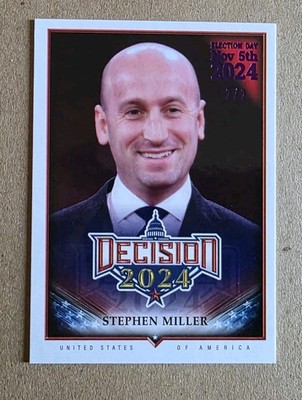 Decision 2024 Update Stephen Miller #227 Purple Foil Election Day #'d 2/2