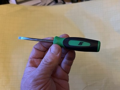 Snap-on Green 3/16" Flat Head Soft Grip Mini-Tip Screwdriver SGD306BG – New
