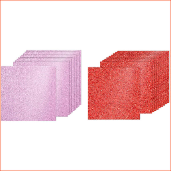 Glitzerpapier Karton 12X12 Zoll 250Gsm Rot/Rosa 20 BläTter Basteln Diy Hochzeit-image
