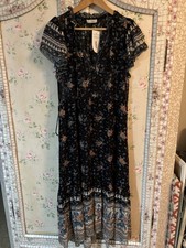 Ulla Johnson Womens Silk Floral V-neck Cap Sleeve Shift Dress Black Combo Sz 8