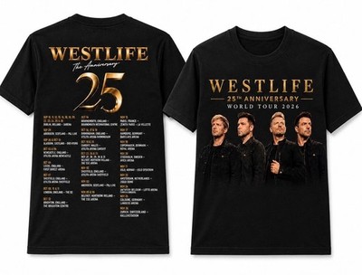 Westlife 25th Anniversary Tour 2026 T-Shirt, Music Concert Tour UK T shirt Tee