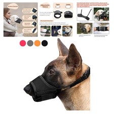 Comfortable Soft Nylon Dog Muzzle - Adjustable, Breathable  Humane Design XL 