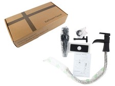HOIGY HYBF-03-B BATHROOM SINK WATERFALL FAUCET W/ HOSES  DECK PLATE MATTE BLACK
