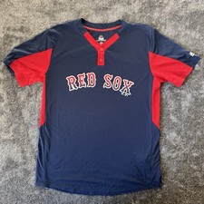 Boston Red Sox  1/4 Button Jersey Size Large Majestic Navy Blue Cool Base