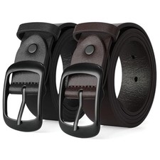 2 Packs L: Fit Waist Size 37-42 Inches Black dark Coffee With Black Buckle