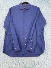 DAVID MASTER COLLECTION DAVELLE CLOTHIERS BLUE/WHITE L/S DRESS SHIRT 17 1/2