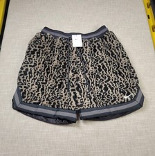 NIKE Premium Shorts XL Men Brown Black Leopard Faux Fur Plush Basketball Swoosh