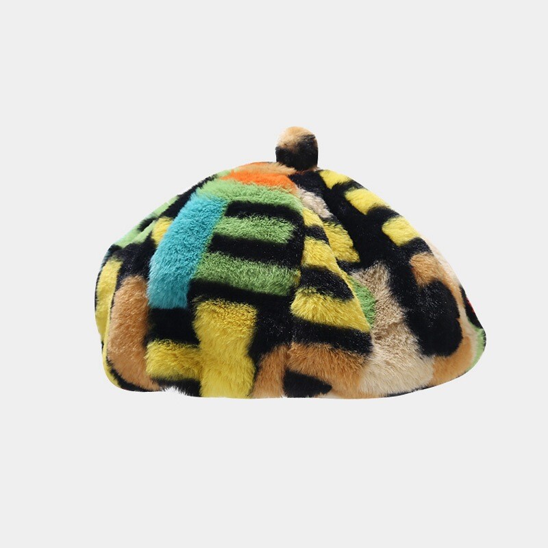 NEW Ladies Leopard Print Beret Newsboy Flat Cap Faux Fur  display picture 1