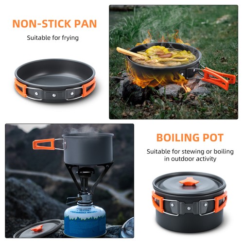 16pcs Camping Cookware Set Aluminum&Stainless Steel Mini Cookware Set Q0K7 - Picture 5 of 12