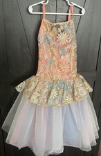 Curtain Call Salmon Blue Gold Tulle Child Med Ballet Tutu