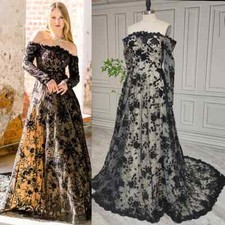 Black Long Sleeve Wedding Dress Off-Shoulder Gothic Lace-up Bridal Gowns