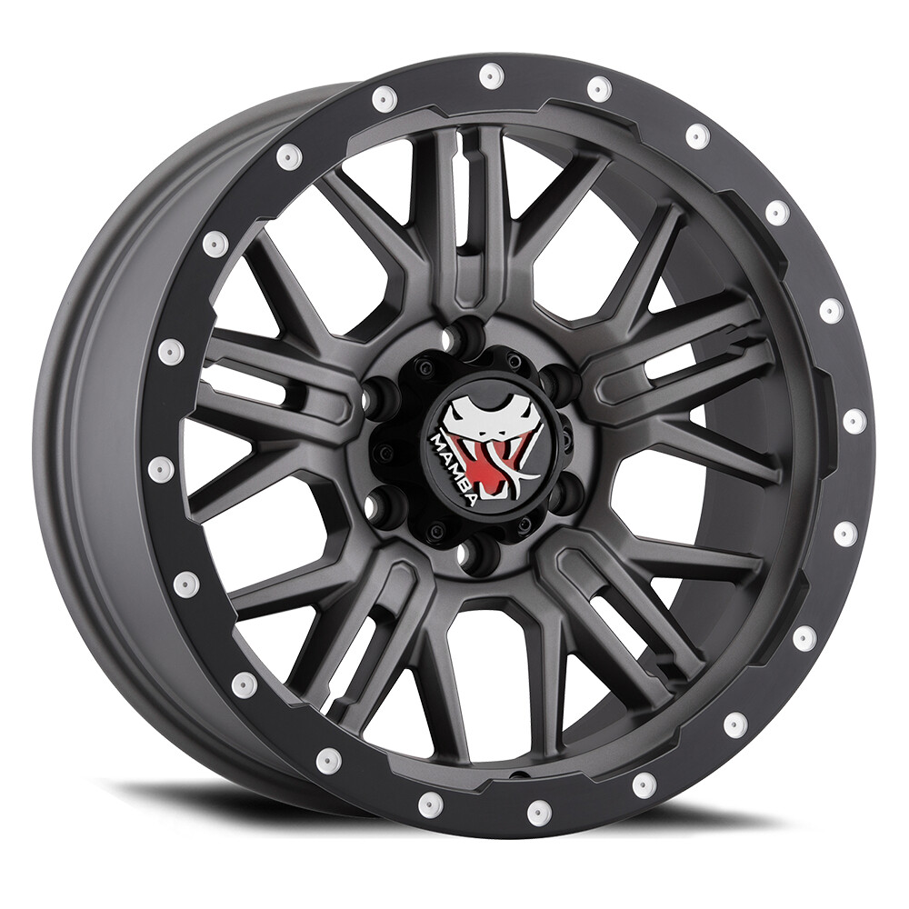 (1) 17x9 -12 Mamba M25 6x139.7 Matte Grey W/ Black Lip Edge Wheel