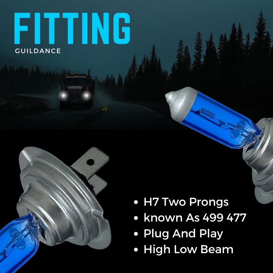 H7 24v Daf Lf Xf105 Headlight Bulbs 499 100w 45 55 Lorry Bright Hid Xenon White - Image 4 of 4