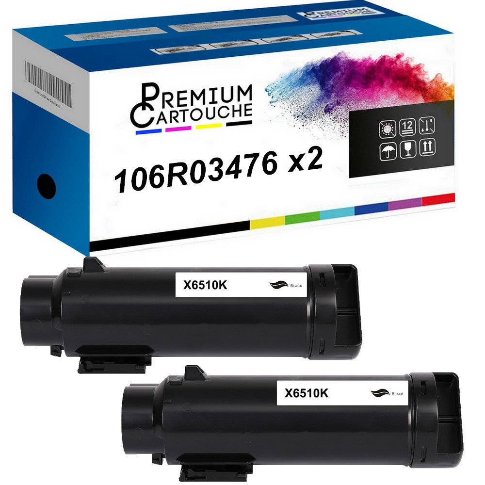 Toner 106R03476 noir pour bureau Pack x2 cartouches compatibles Xerox pour télétravail