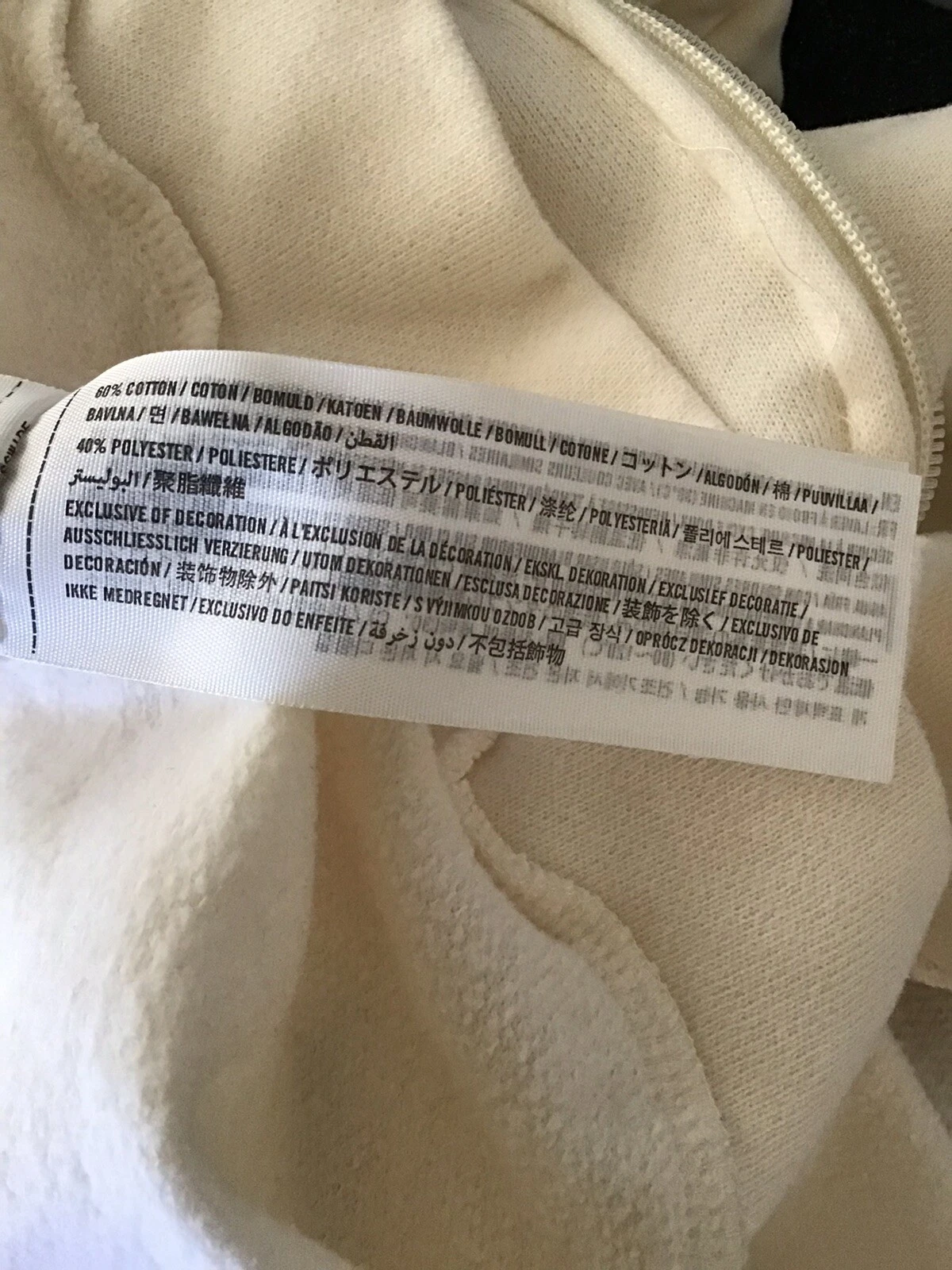 OFF WHITE felpa con cappuccio hollister taglia S colore avorio