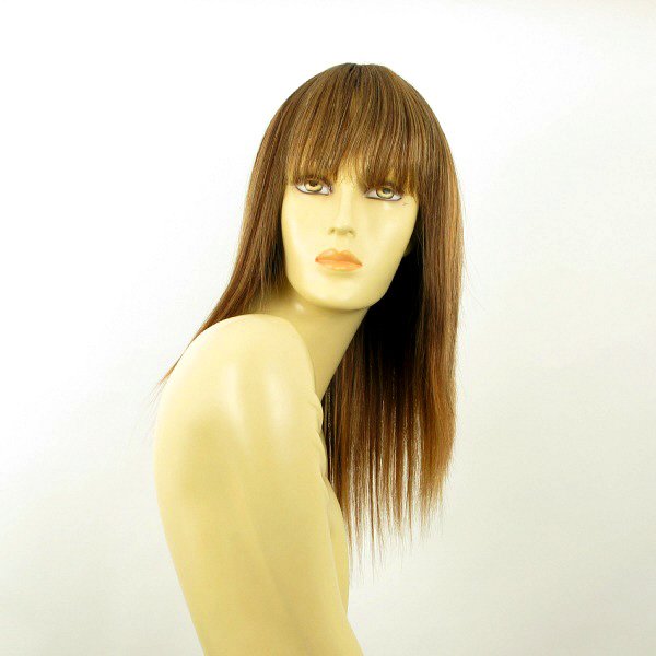 Perruque femme châtain méché blond Abby 6bt27b : fibre thermorésistante ajustable