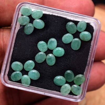 25 Stück Natürlich Kolumbianisch Smaragd Nicht Erhitzt 5mm 4mm Oval Facettiert