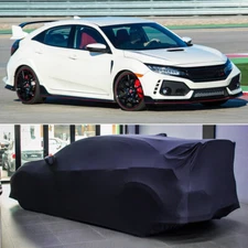 Car Cover Satin Stretch Dustproof Protection Custom Black For Honda Civic Type R