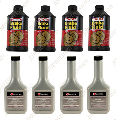 GENUINE (4x) DOT 3 Brake Fluid + (4x) Idemitsu PSF Toyota Lexus 00475-1BF03