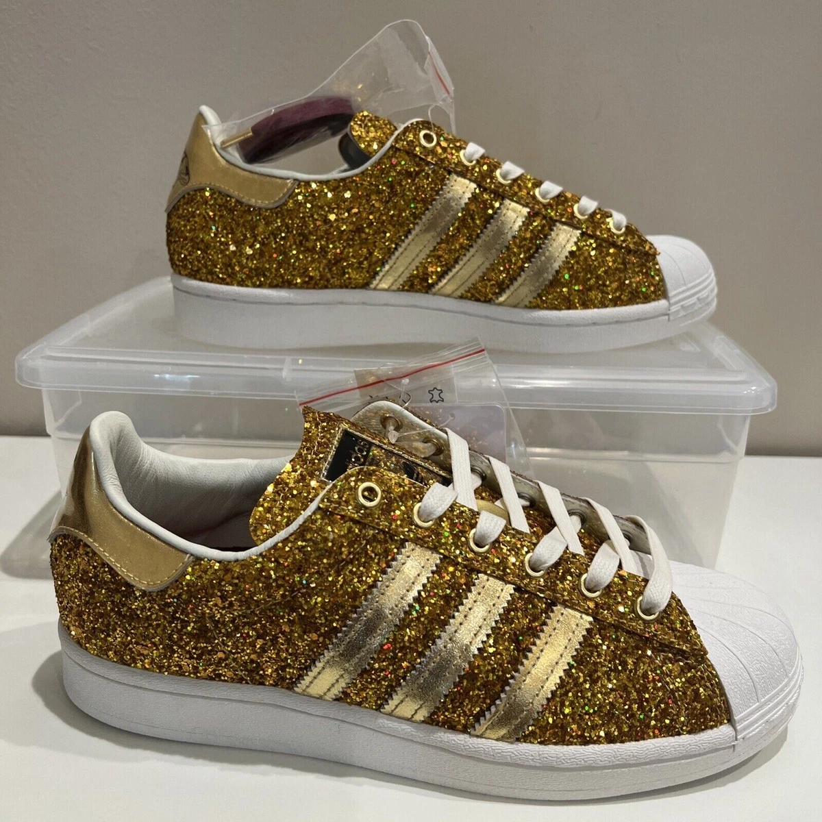 Womens Superstar 24K Gold Metallic Glitter FW8168 Limited | eBay