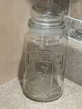 1981 Mr. Peanuts Planters Glass Jar with Lid  - 75th Anniversary Vintage